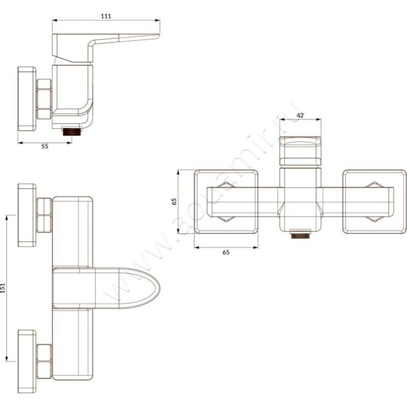 Смеситель для душа Omnires Siena SN7340CR размеры