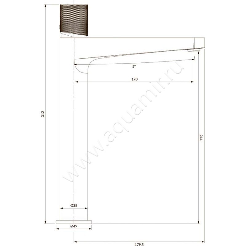 Смеситель для раковины Omnires Contour CT8012AT размеры