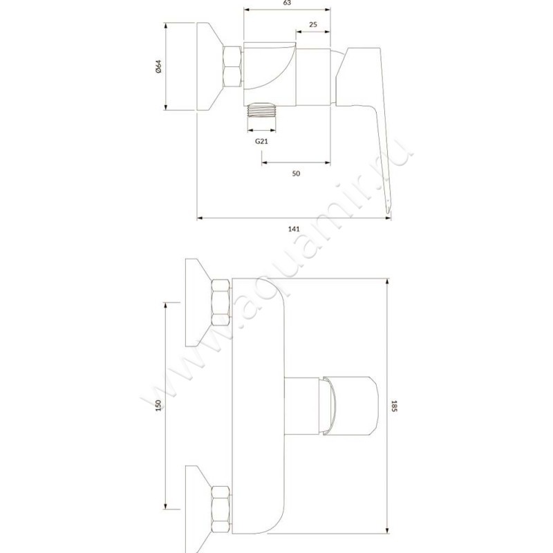 Смеситель для душа Omnires Astoria AS5640CR размеры