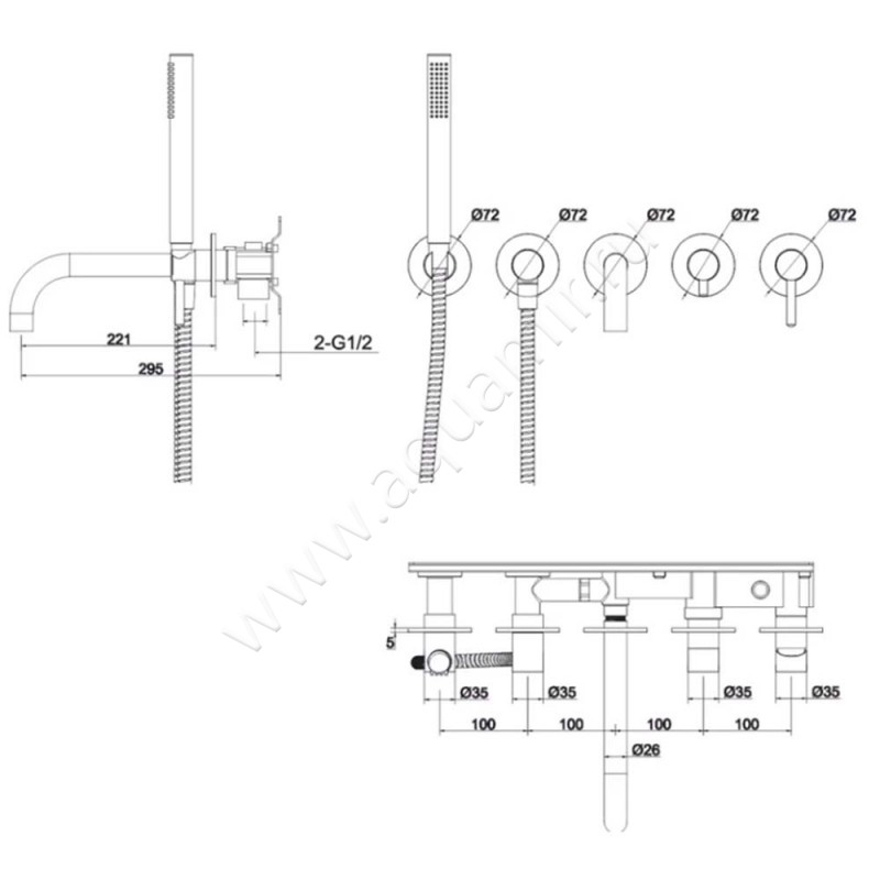 Смеситель для душа Omnires Y Y1240CR размеры