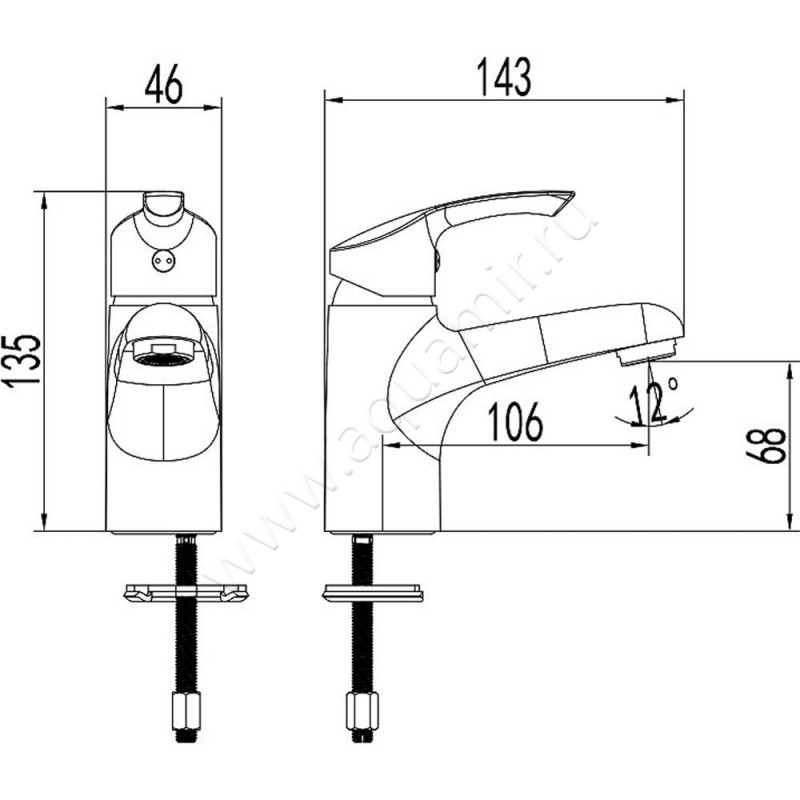 Смеситель для раковины Lemark plus Strike LM1130C размеры