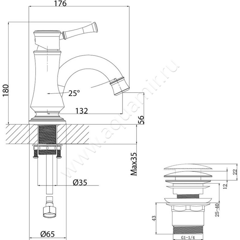Смеситель для раковины Lemark Peretto LM6306RB размеры