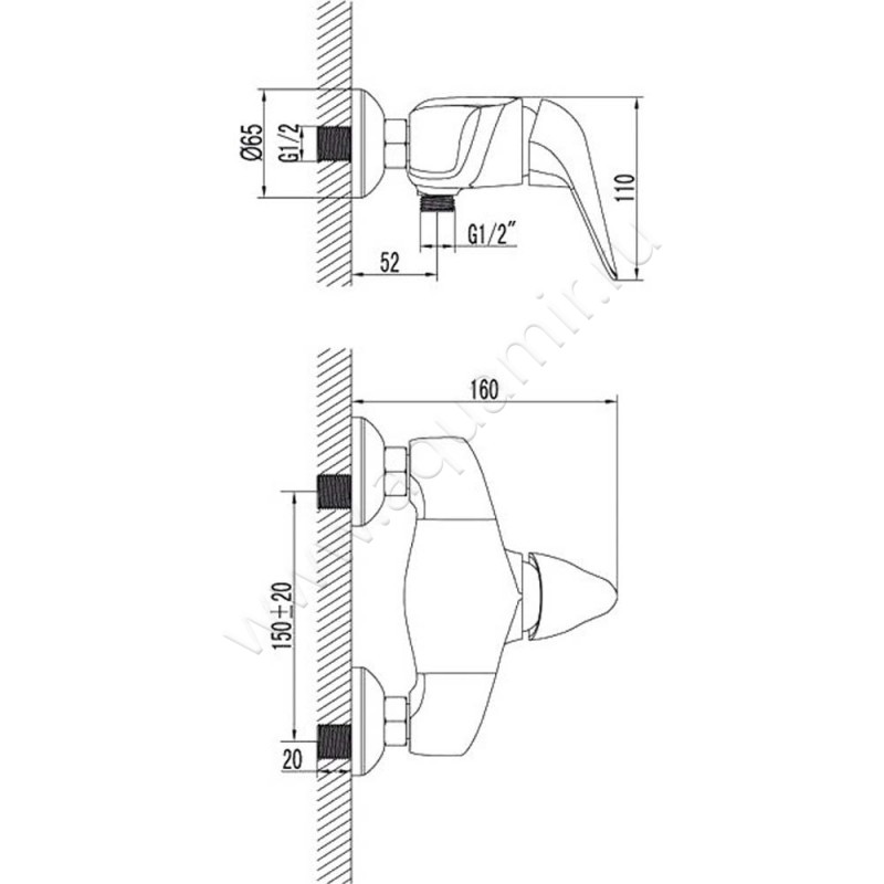 Смеситель для душа Lemark Poseidon LM4233C размеры