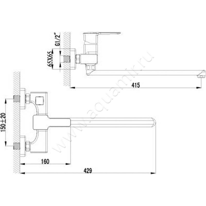 Смеситель для ванны Lemark Basis LM3617C размеры