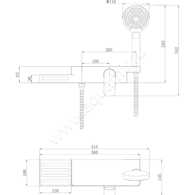 Смеситель для душа Lemark Unibox LM6903CW размеры