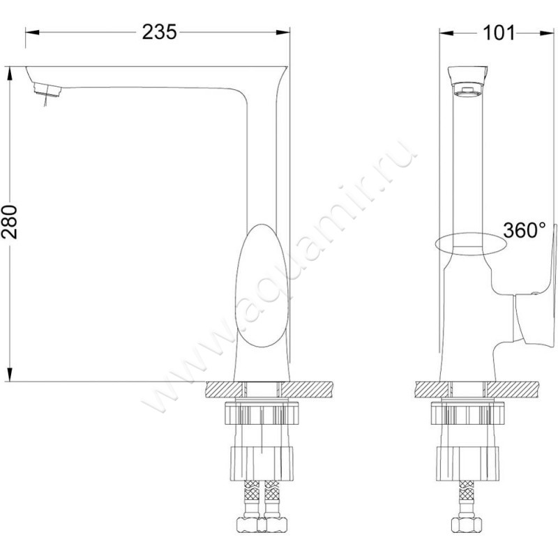 Смеситель для кухни Lemark Nero LM0205C размеры