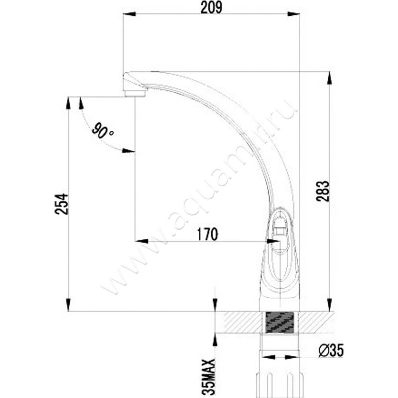 Смеситель для кухни Lemark Luna LM4155C размеры