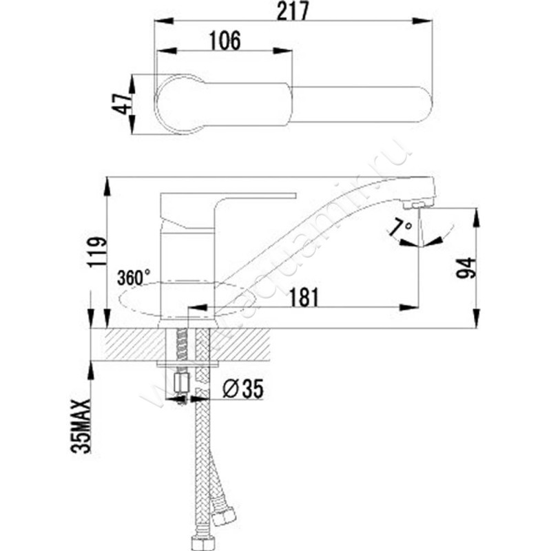 Смеситель для кухни Lemark plus Grace LM1504C размеры