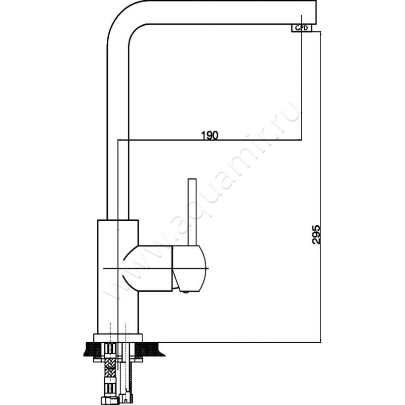Смеситель для кухни GPD Fonte MTE15 размеры