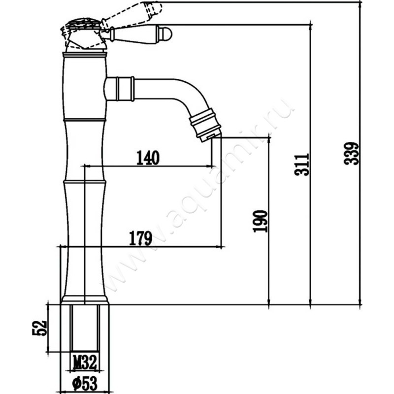 Смеситель для раковины Savol S-006612C размеры