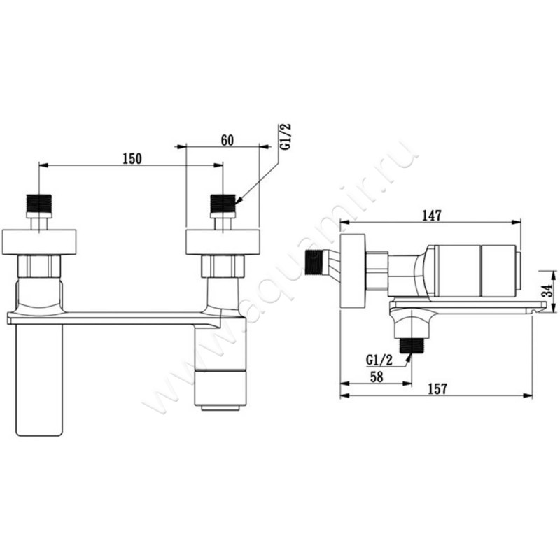 Смеситель для ванны Savol S-601831 размеры