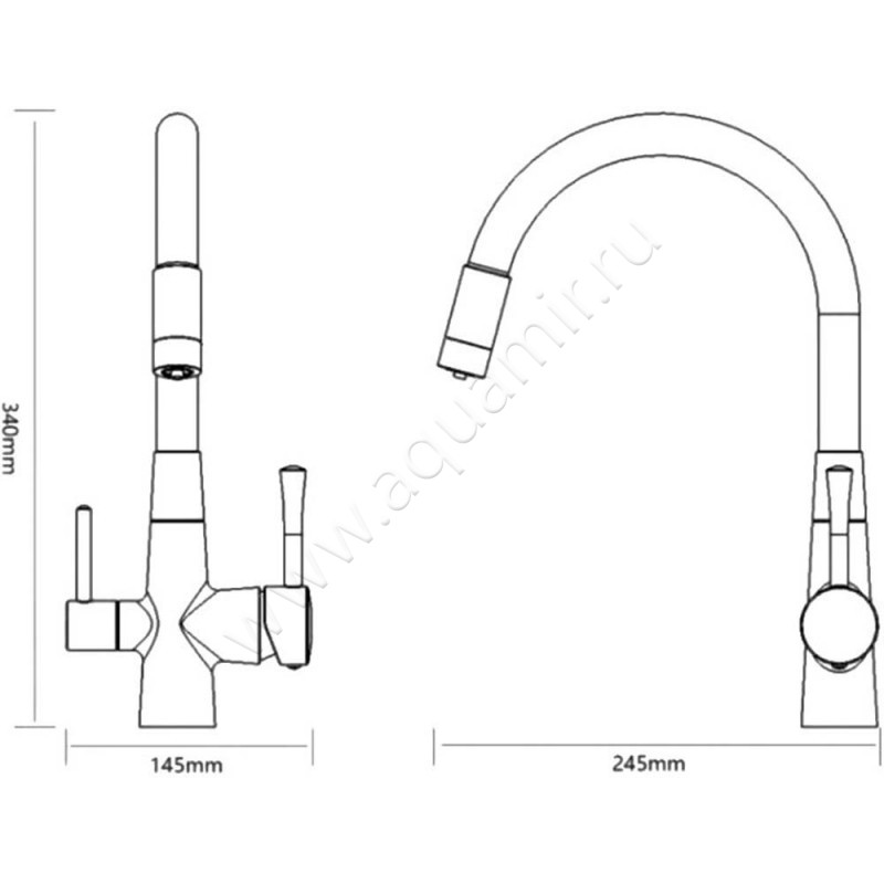 Смеситель для кухни Savol S-L1806-01 размеры