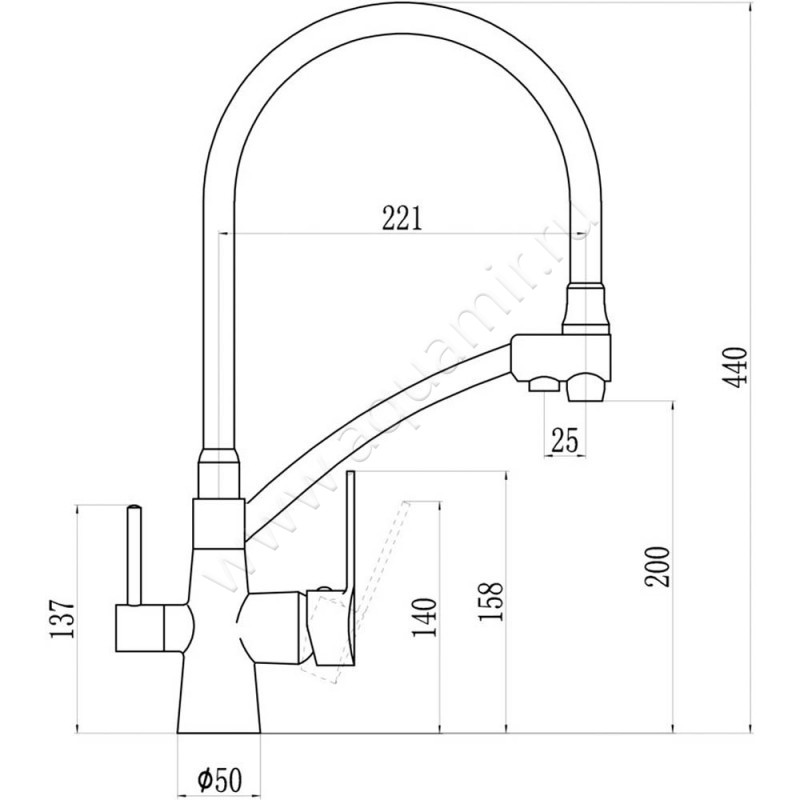 Смеситель для кухни Savol S-L1805B-01 размеры