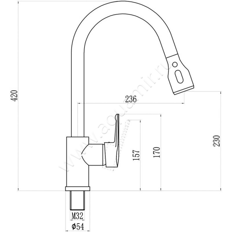Смеситель для кухни Savol S-002801L размеры
