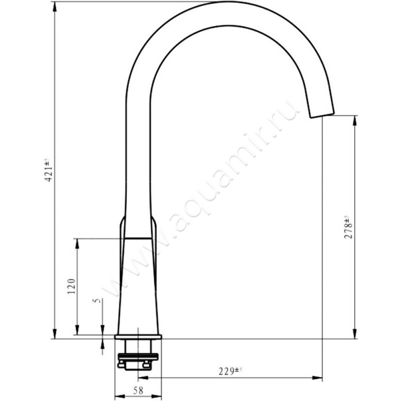 Смеситель для кухни Savol SK-H6004 размеры
