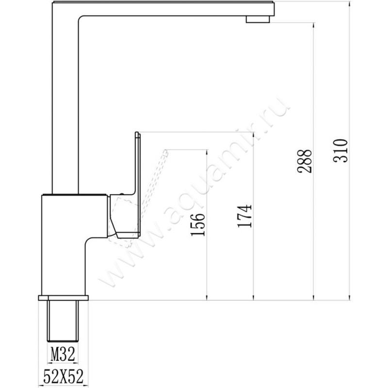 Смеситель для кухни Savol S-600706F размеры
