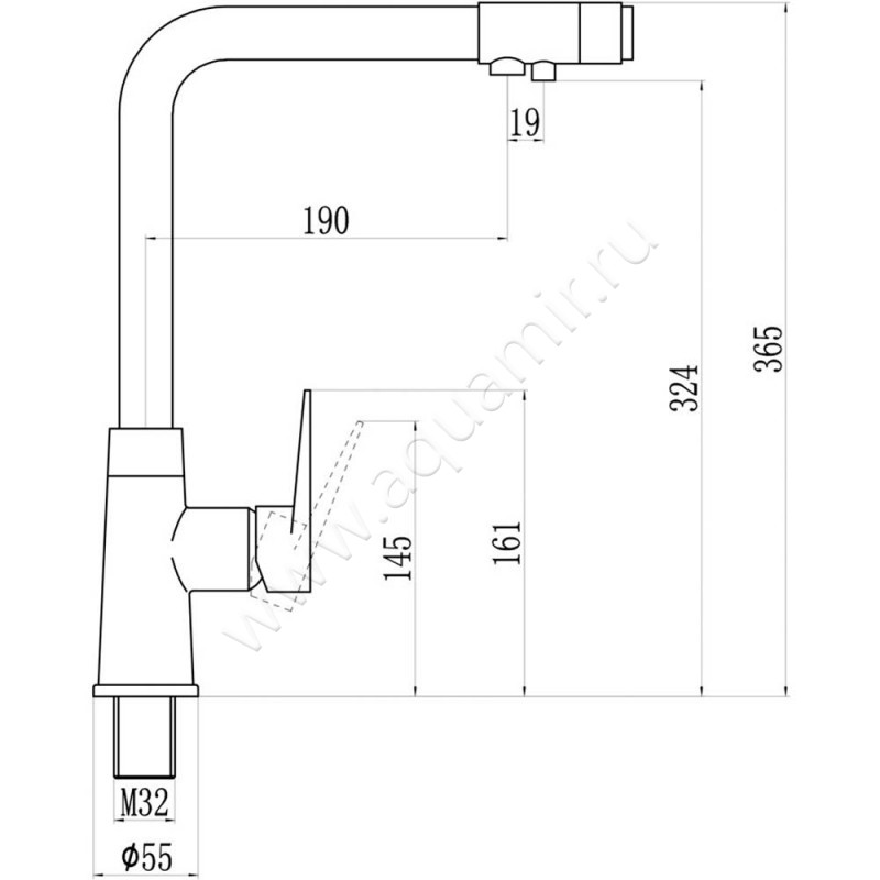 Смеситель для кухни Savol S-L1804 размеры