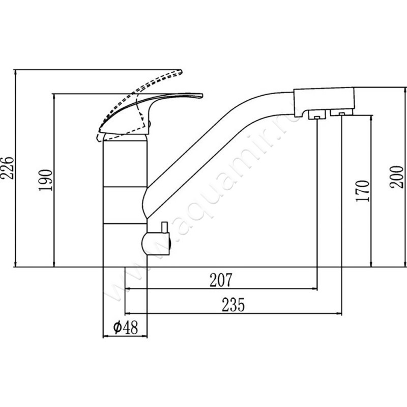 Смеситель для кухни Savol S-L1321L размеры