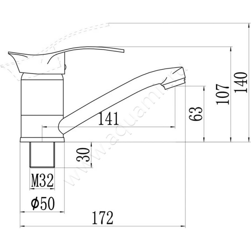 Смеситель для кухни Savol S-T4506 размеры