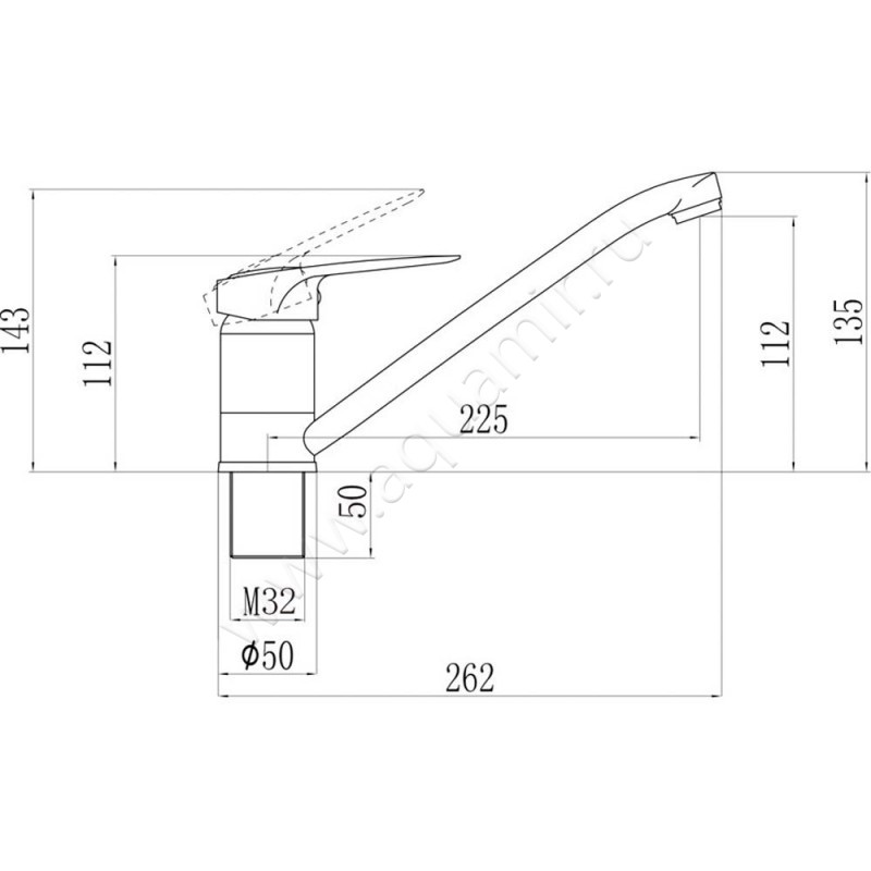 Смеситель для кухни Savol S-T4904 размеры