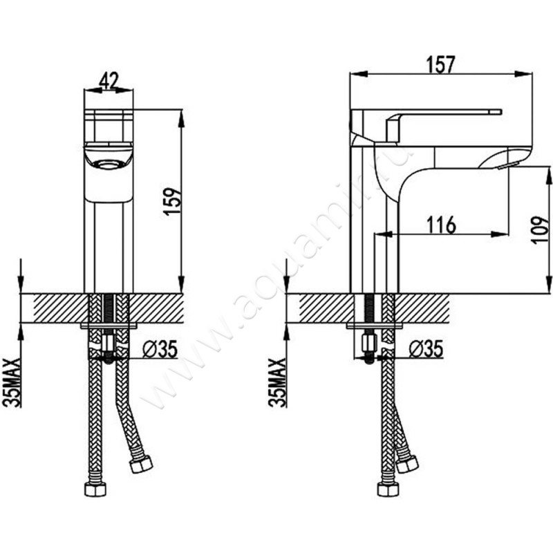 Смеситель для раковины Iddis Slide SLIBL00I01 размеры
