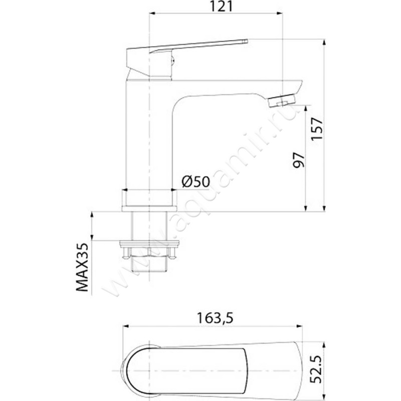 Смеситель для раковины Iddis Plank PLASB00I01 размеры