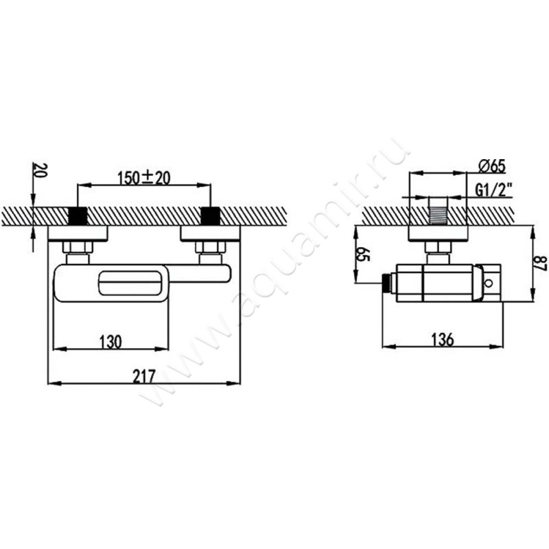 Смеситель для ванны Iddis Slide SLISB00I02WA размеры
