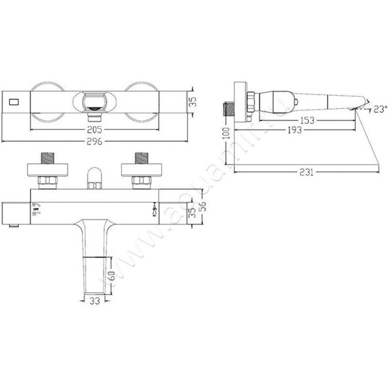 Смеситель для ванны Iddis Uniterm UNISB02I74WA размеры