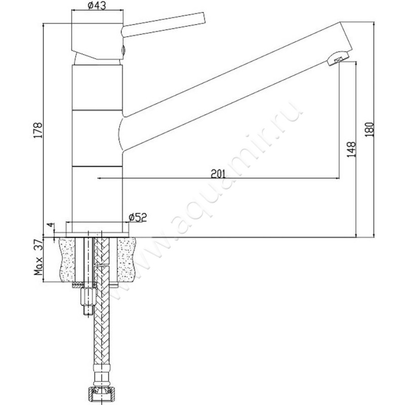 Смеситель для кухни Iddis Velikan VL5WBSGI05 размеры