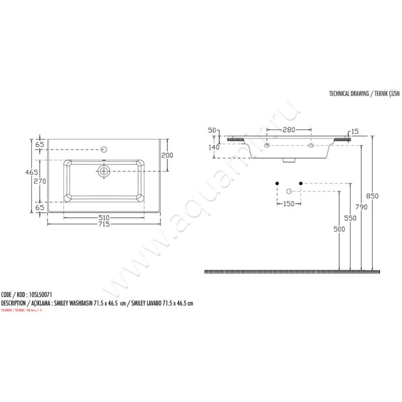 Раковина мебельная накладная Allen Brau Fantasy 4.11011.20 размеры