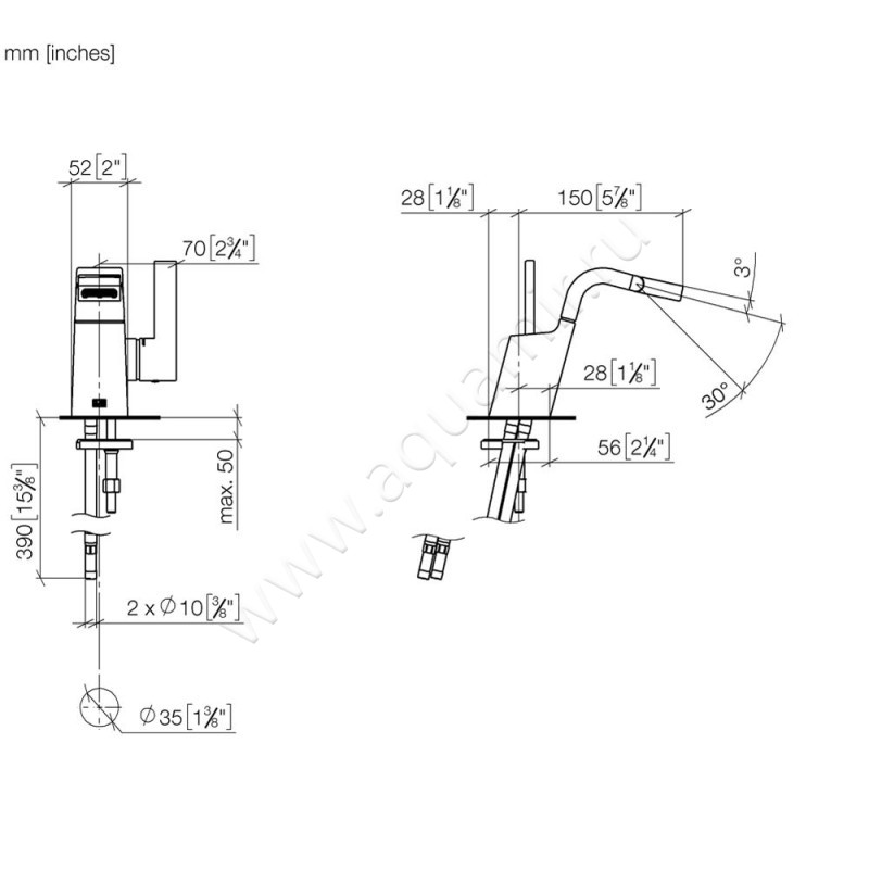 Смеситель для биде Dornbracht CL.1 33600705-00 размеры