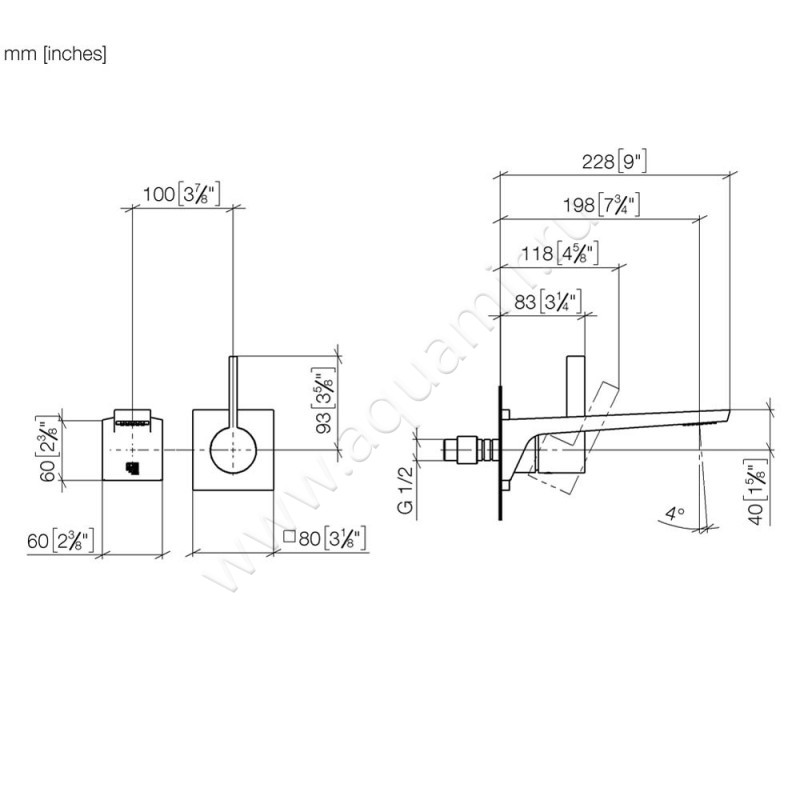 Смеситель для раковины Dornbracht CL.1 36860705-00 размеры