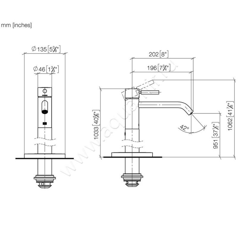 Смеситель для раковины Dornbracht META 22584660-93 размеры
