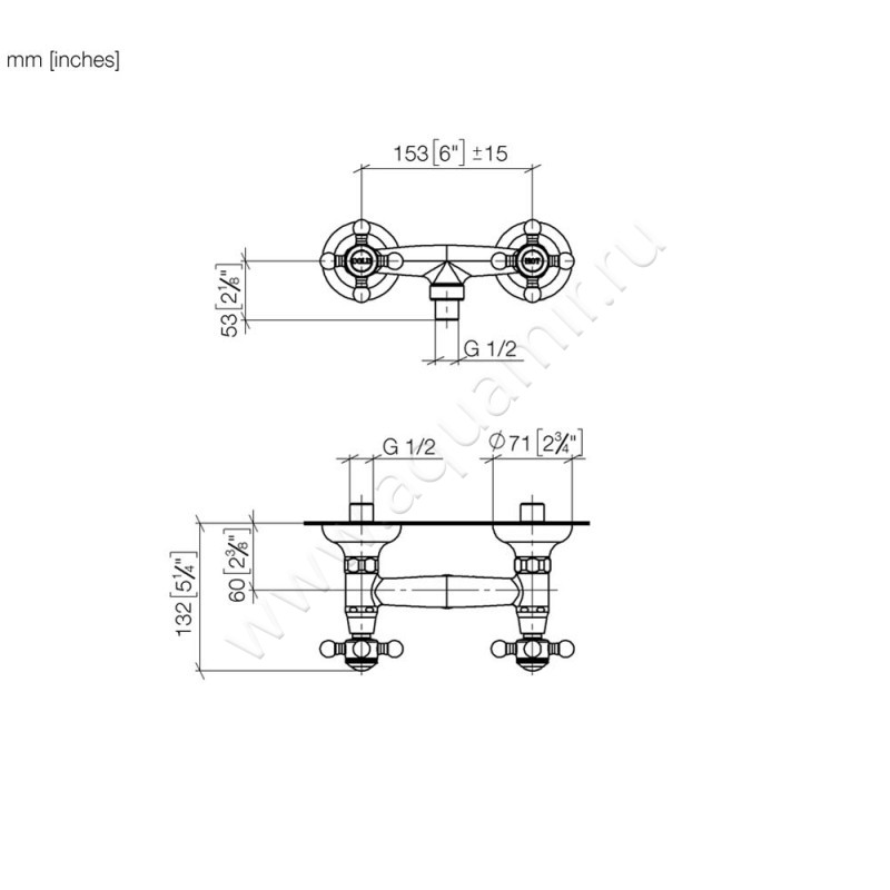 Смеситель для душа Dornbracht MADISON 26101360-28 размеры