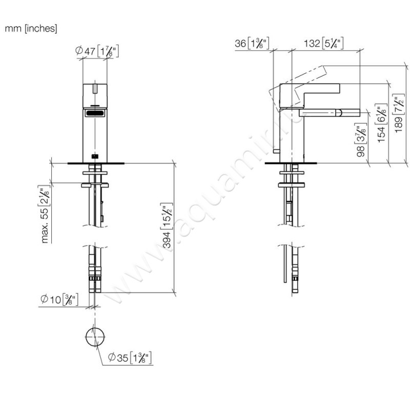 Смеситель для биде Dornbracht IMO 33600670-08 размеры
