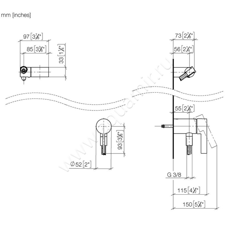 Смеситель для душа Dornbracht SERIES VARIOUS 36002970-06 размеры