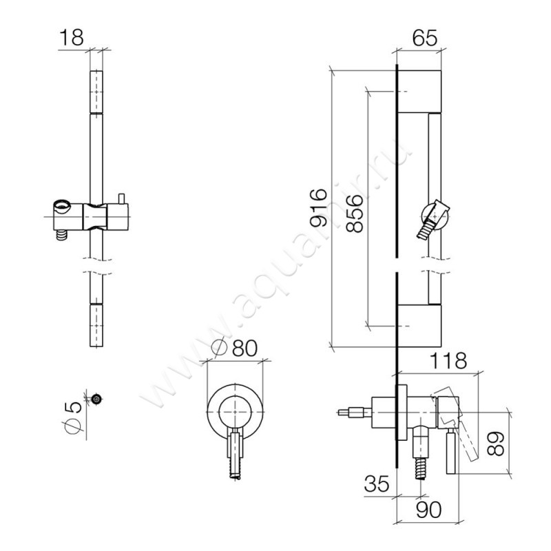 Смеситель для душа Dornbracht META 36013660-99 размеры