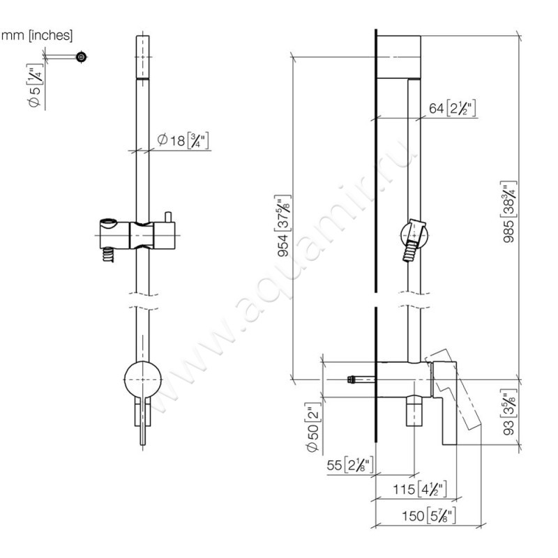 Смеситель для душа Dornbracht SERIES SPECIFIC 36111970-06 размеры