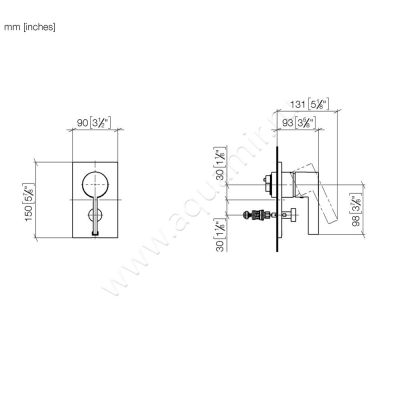 Смеситель для ванны Dornbracht IMO 36120670-08 размеры