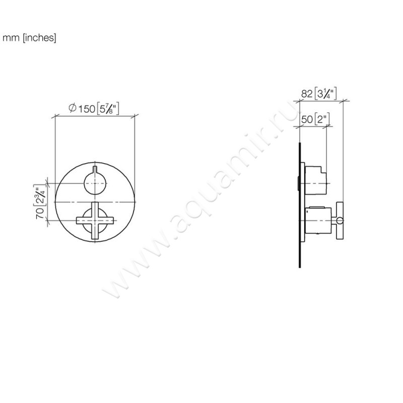 Термостатический смеситель Dornbracht TARA 36425892-33 размеры