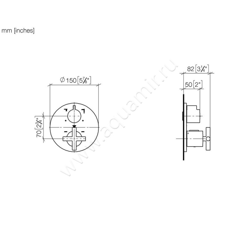 Термостатический смеситель Dornbracht TARA 36427892-93 размеры