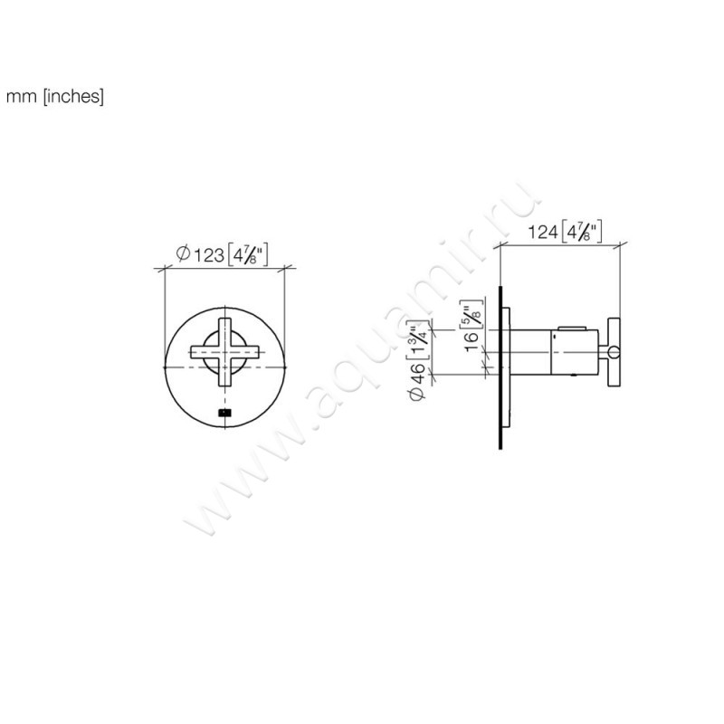 Термостатический смеситель Dornbracht TARA 36501892-47 размеры