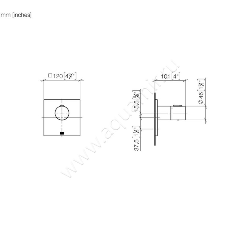 Термостатический смеситель Dornbracht MEM 36503780-00 размеры