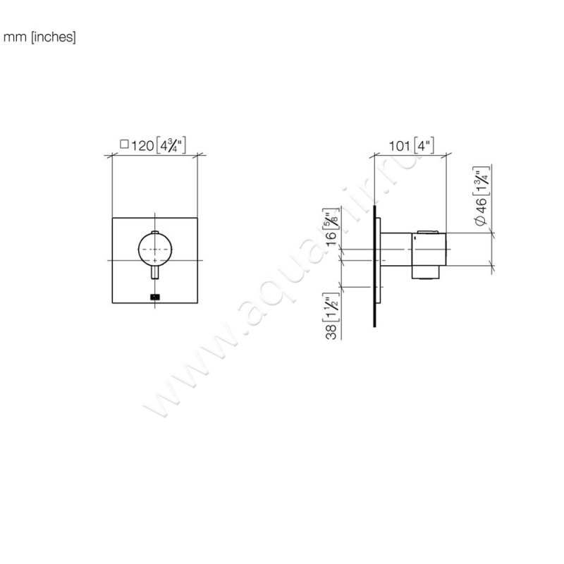Термостатический смеситель Dornbracht SYMETRICS 36503985-06 размеры