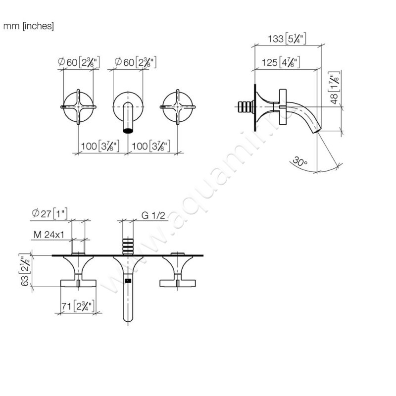 Смеситель для раковины Dornbracht VAIA 36702809-19 размеры