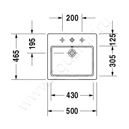 Раковина встраиваемая сверху на столешницу Duravit Vero 0315500000 размеры