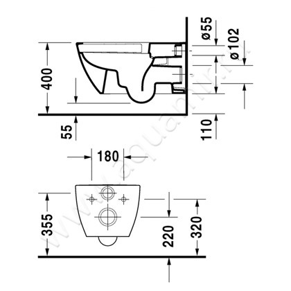 Унитаз подвесной Duravit HAPPY D.2 2550090000 размеры