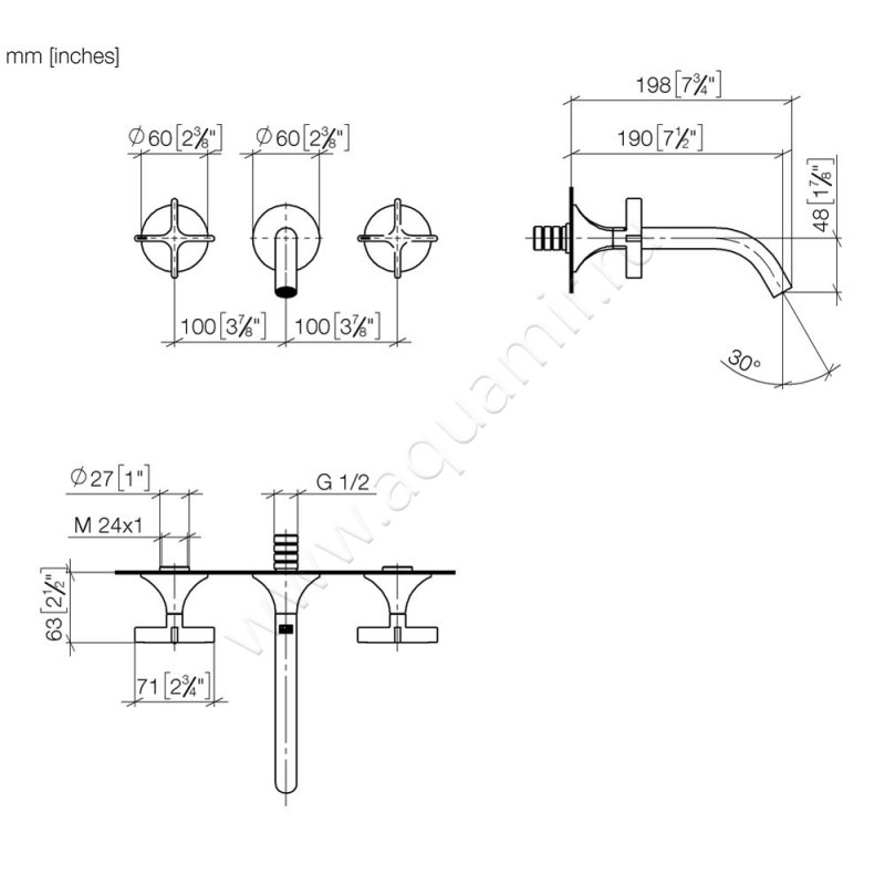 Смеситель для раковины Dornbracht VAIA 36712809-47 размеры
