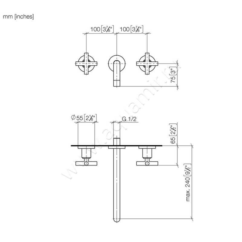 Смеситель для раковины Dornbracht TARA 36717892-10 размеры