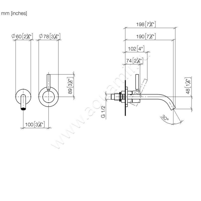 Смеситель для раковины Dornbracht META 36860660-19 размеры